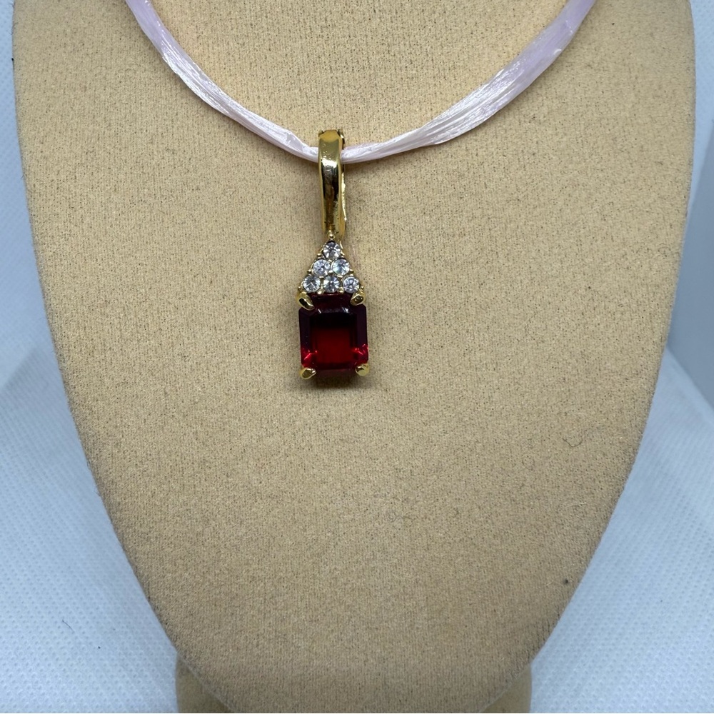Roman Elegant Ruby Red And Gold Cubic Zirconia Rhinestone Pendant Enhancer